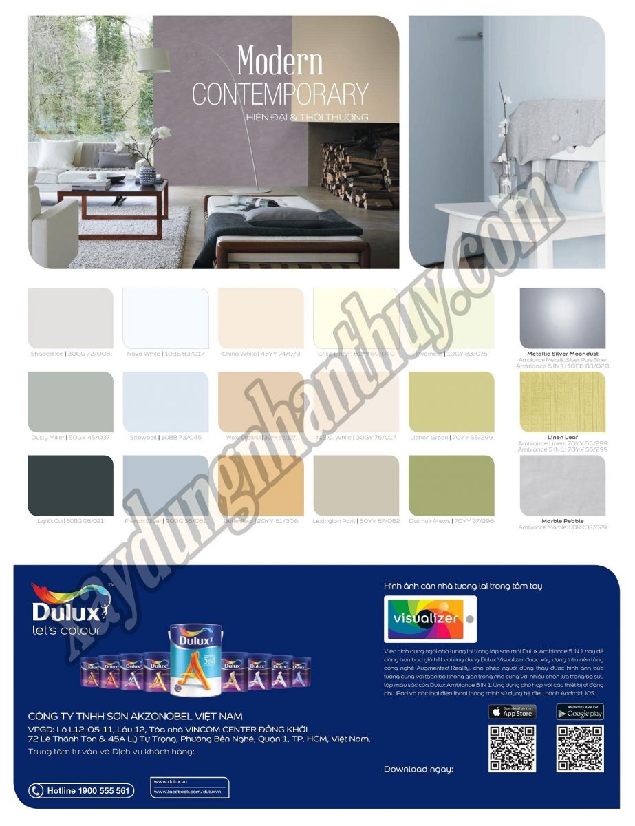 Bảng màu sơn nước nội thất Dulux 5in1
