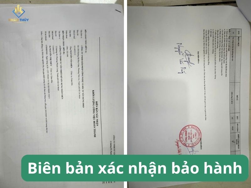 biên bản xác nhận sơn nhà hoàn thành ở Bình Dương