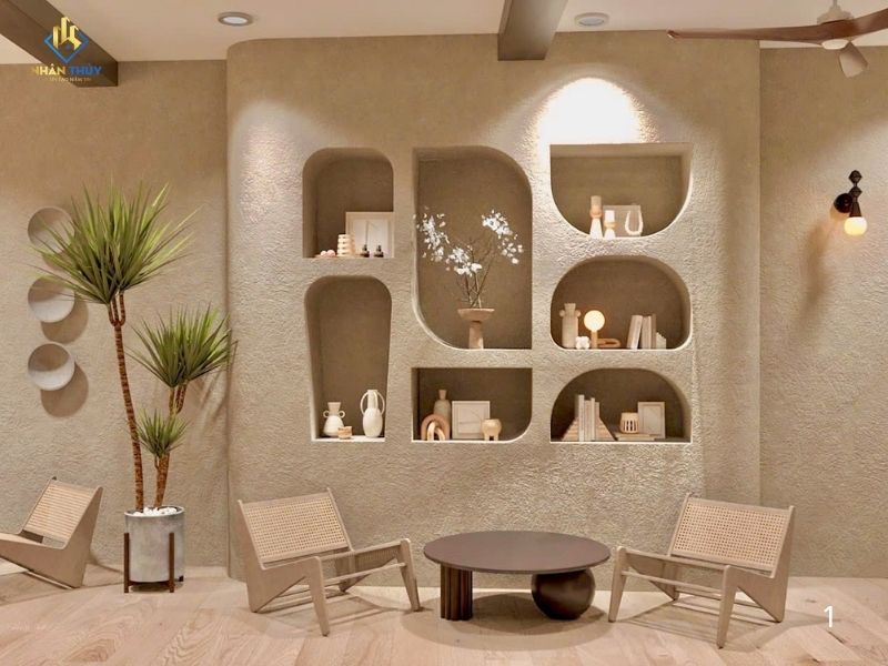 hình ảnh thiết kế vách trang trí trong quán cafe