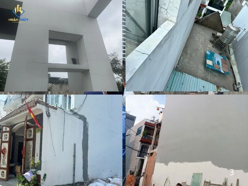 thợ nhân thủy xử lý tường trước và sau khi có vết nứt