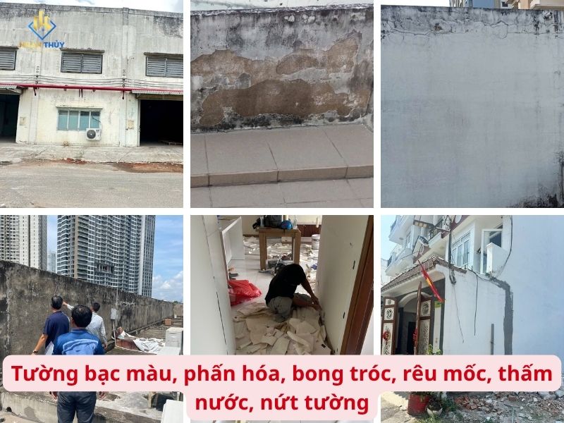 Tường phấn hóa và bong tróc cần xử lý bề mặt trước khi sơn lại