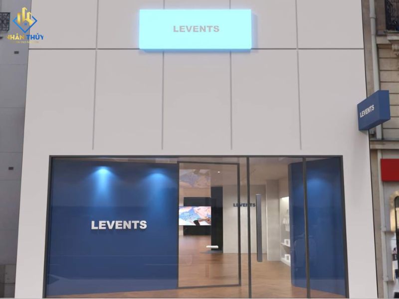 Mặt tiền showroom LEVENTS tại 139E Nguyễn Trãi sau khi hoàn thiện