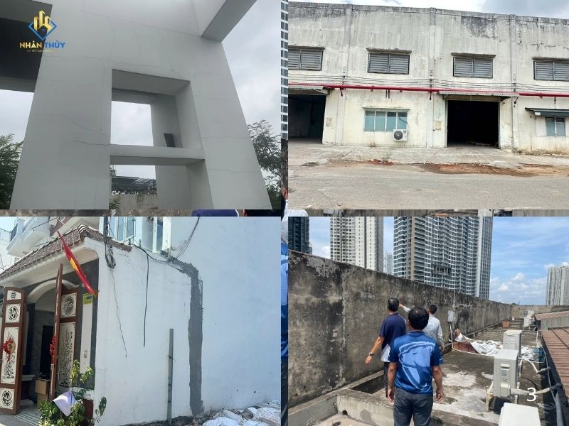 tình trạng tường nhà nứt, bong tróc