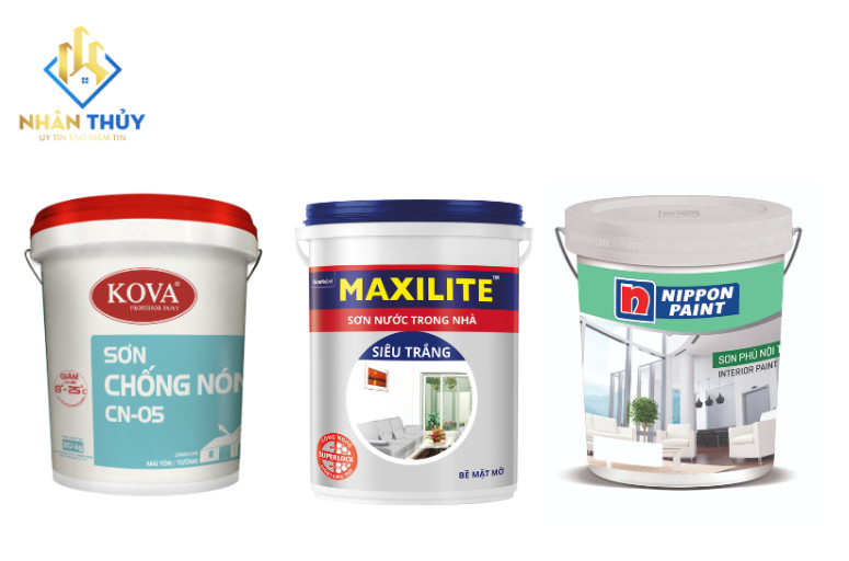 Thùng sơn Dulux và Jotun được chuẩn bị tại công trình sơn nhà