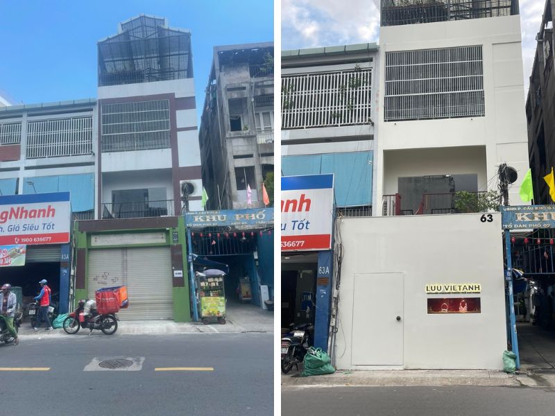 cải tạo mặt tiền 63 Trần Đình Xu