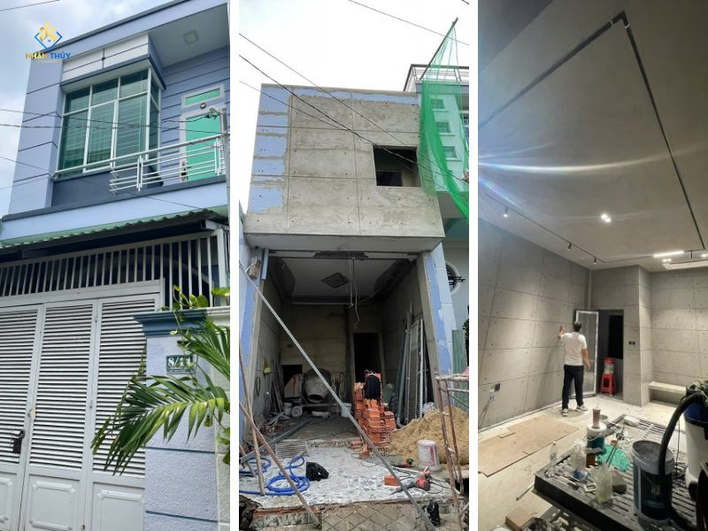 Ba giai đoạn hiện trạng, thi công và hoàn thiện tại công trình sửa nhà
