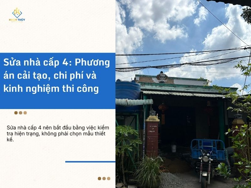 Kỹ thuật Nhân Thủy khảo sát hiện trạng một căn nhà cấp 4 trước khi cải tạo