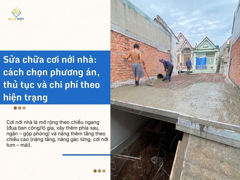 Công trình nâng tầng nhà phố tại TP.HCM do Nhân Thủy thi công, phần khung tầng mới trên kết cấu cũ