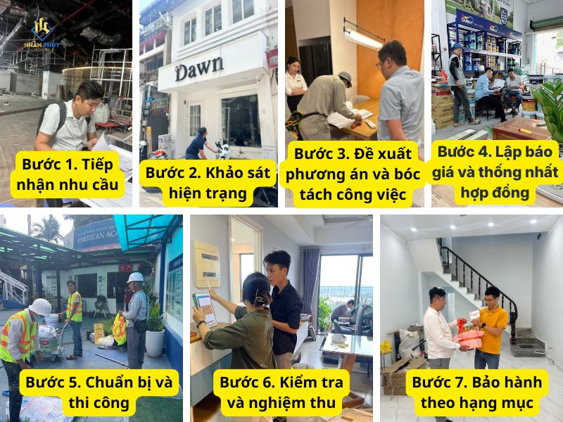 Quy trình sửa nhà tại Phú Nhuận gồm 7 bước từ tiếp nhận đến bảo hành