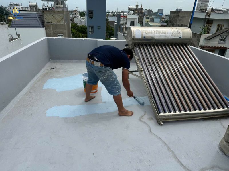 Sân thượng trong giai đoạn hoàn thiện chống thấm